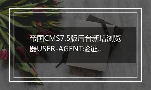 帝国CMS7.5版后台新增浏览器USER-AGENT验证功能,更高安全性