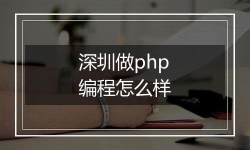 深圳做php编程怎么样
