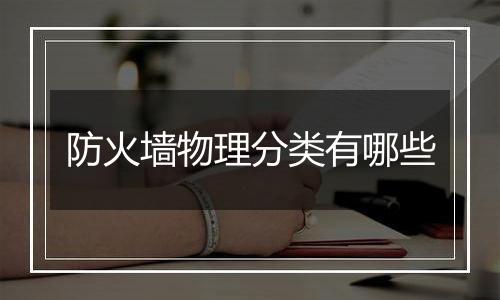 防火墙物理分类有哪些