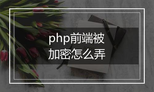 php前端被加密怎么弄