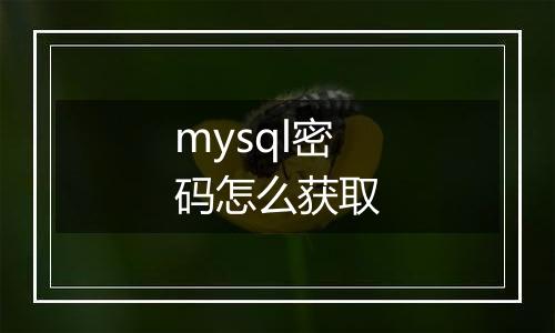 mysql密码怎么获取