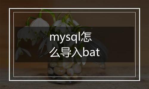 mysql怎么导入bat