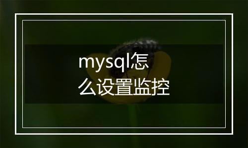 mysql怎么设置监控