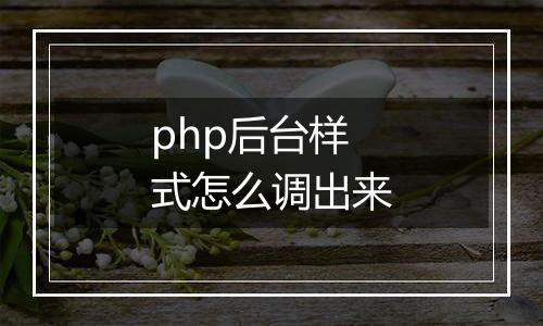 php后台样式怎么调出来