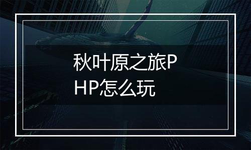 秋叶原之旅PHP怎么玩