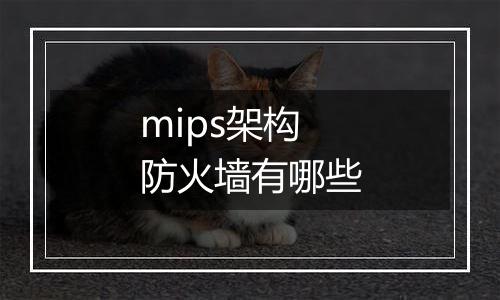 mips架构防火墙有哪些