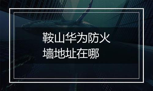 鞍山华为防火墙地址在哪