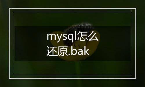mysql怎么还原.bak