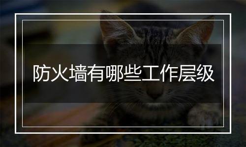 防火墙有哪些工作层级