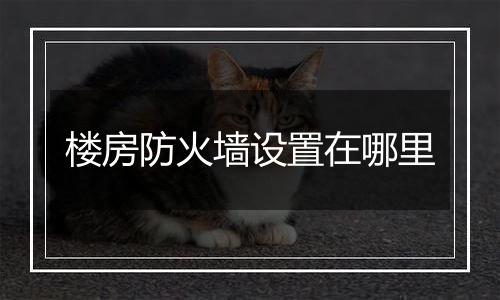 楼房防火墙设置在哪里