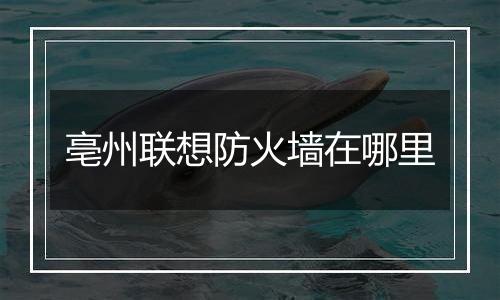 亳州联想防火墙在哪里
