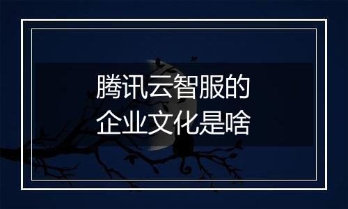 腾讯云智服的企业文化是啥