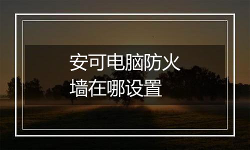 安可电脑防火墙在哪设置