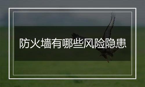防火墙有哪些风险隐患