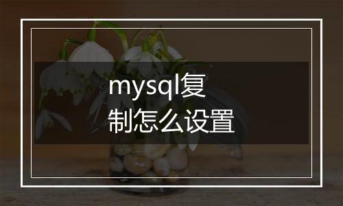 mysql复制怎么设置