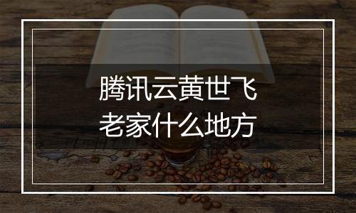 腾讯云黄世飞老家什么地方