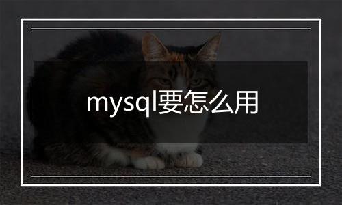 mysql要怎么用