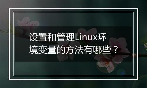 设置和管理Linux环境变量的方法有哪些?