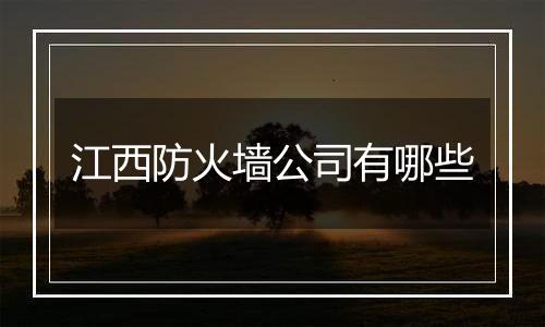 江西防火墙公司有哪些