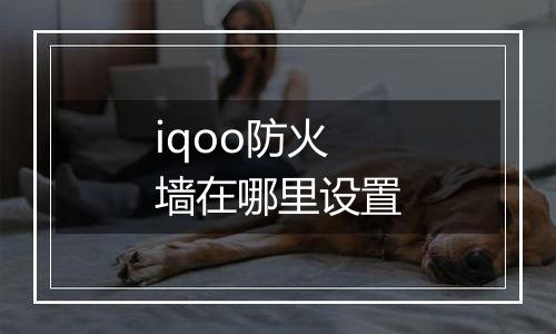 iqoo防火墙在哪里设置