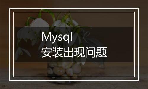 Mysql 安装出现问题
