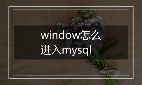 window怎么进入mysql