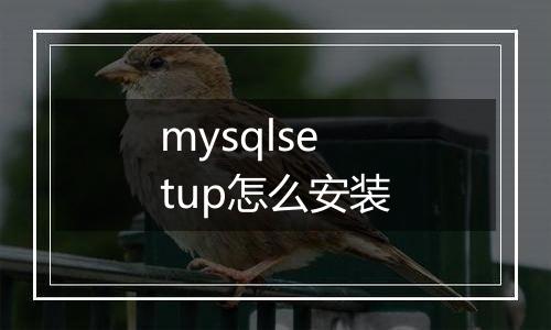 mysqlsetup怎么安装