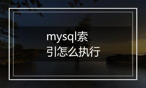 mysql索引怎么执行