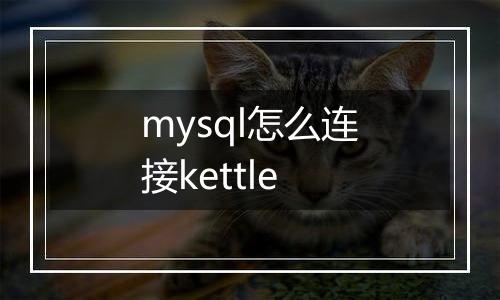 mysql怎么连接kettle