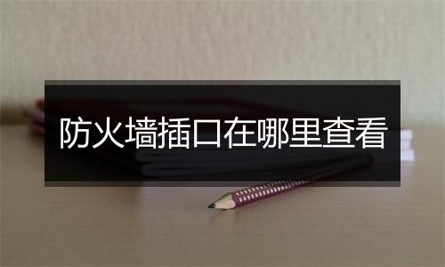 防火墙插口在哪里查看