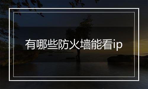 有哪些防火墙能看ip
