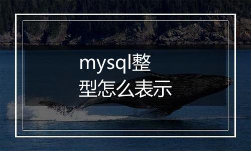 mysql整型怎么表示
