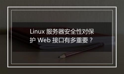 Linux 服务器安全性对保护 Web 接口有多重要?