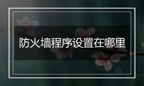 防火墙程序设置在哪里