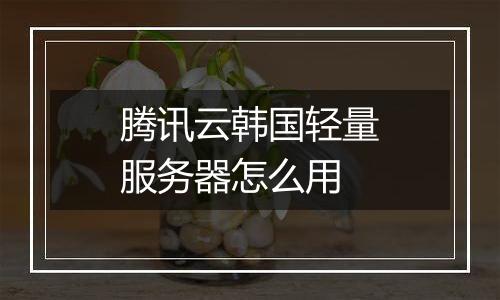 腾讯云韩国轻量服务器怎么用