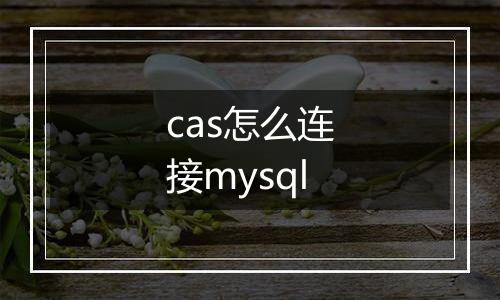 cas怎么连接mysql