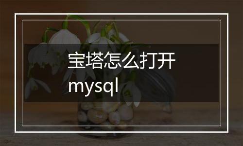 宝塔怎么打开mysql