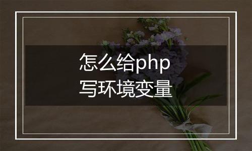 怎么给php写环境变量