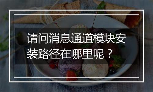 请问消息通道模块安装路径在哪里呢?
