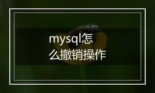 mysql怎么撤销操作