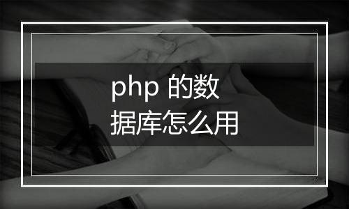 php 的数据库怎么用