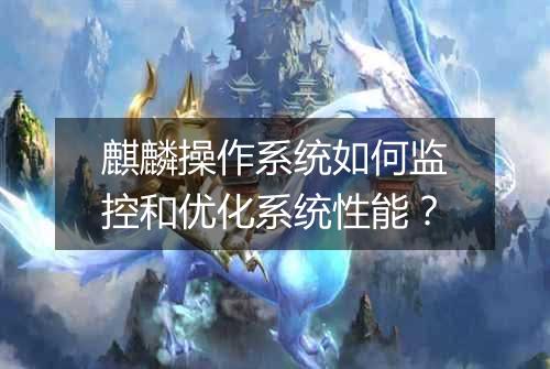 麒麟操作系统如何监控和优化系统性能?
