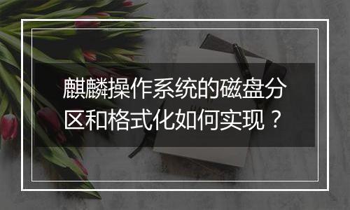 麒麟操作系统的磁盘分区和格式化如何实现?