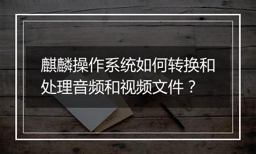 麒麟操作系统如何转换和处理音频和视频文件?