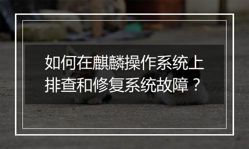 如何在麒麟操作系统上排查和修复系统故障?