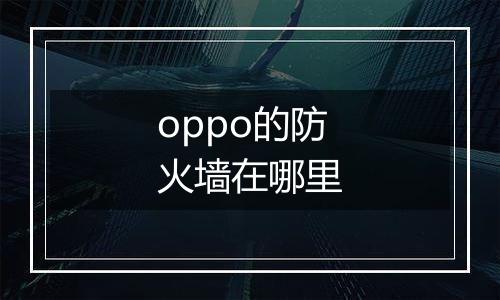 oppo的防火墙在哪里