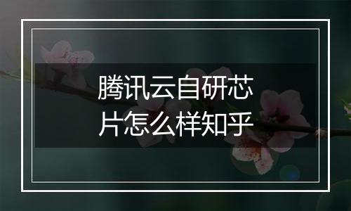 腾讯云自研芯片怎么样知乎