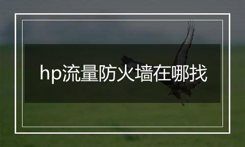 hp流量防火墙在哪找
