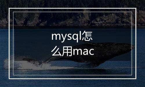 mysql怎么用mac