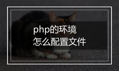 php的环境怎么配置文件